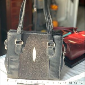 Genuine black & white stingray shoulder bag
